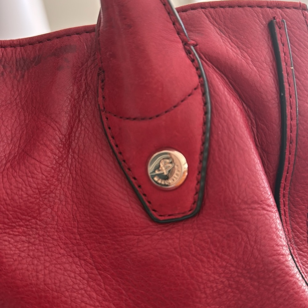 B. Makowsky Crimson leather handbag with animal print interior. just fabulous! - Picture 7 of 14